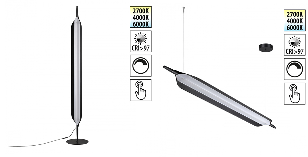Торшер и подвесной светильник из серии Ala